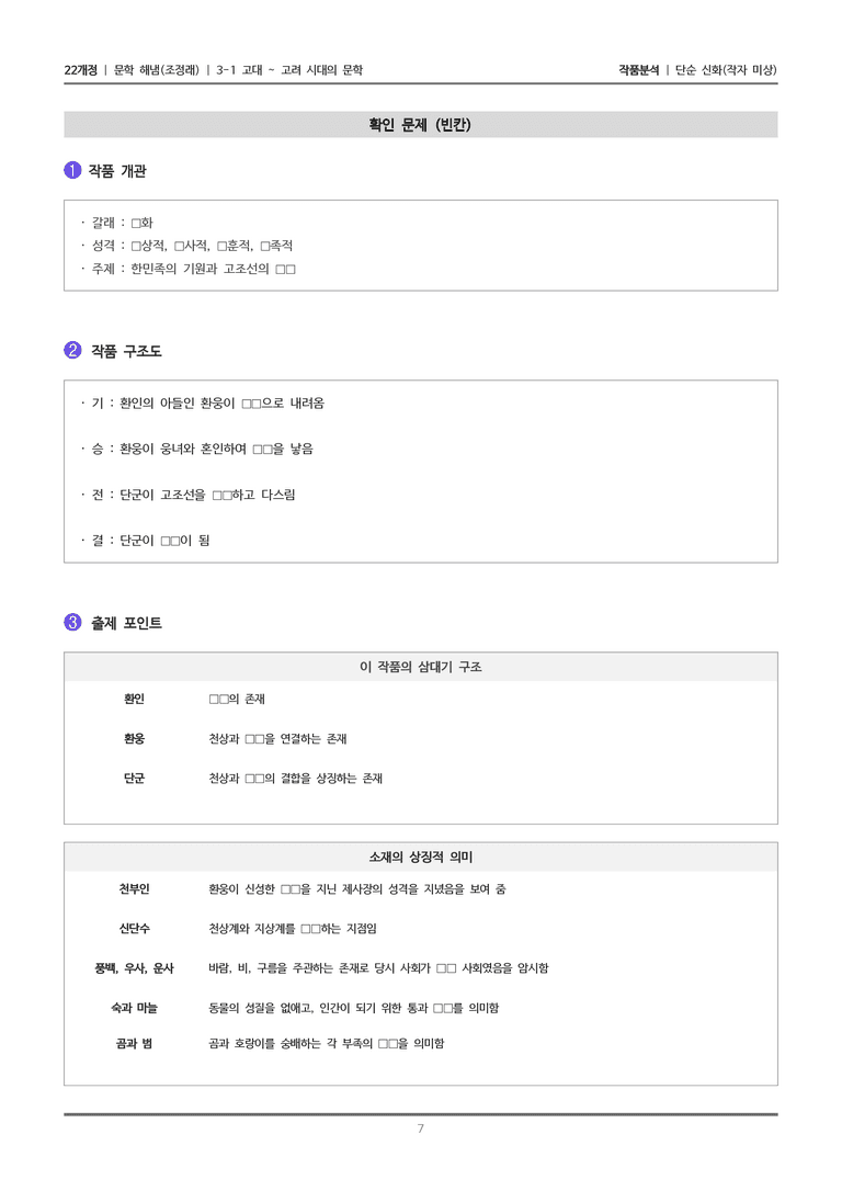 [22개정] 문학 해냄(조) 3-1(1) 단군 신화_작품분석_preview_7