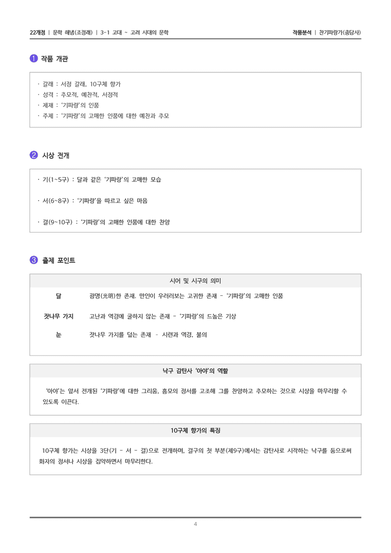 [22개정] 문학 해냄(조) 3-1(2) 찬기파랑가_작품분석_preview_4