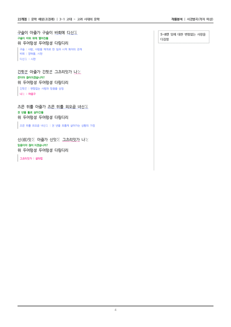 [22개정] 문학 해냄(조) 3-1(3) 서경별곡_작품분석_preview_4