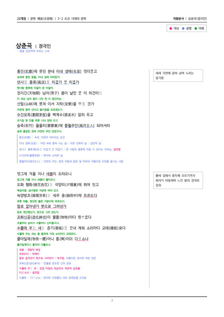 [22개정] 문학 해냄(조) 3-2(2) 상춘곡_작품분석_preview_3