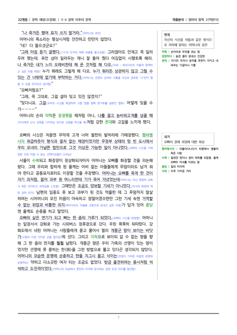 [22개정] 문학 해냄(조) 3-4(2) 엄마의 말뚝 2_작품분석_preview_7