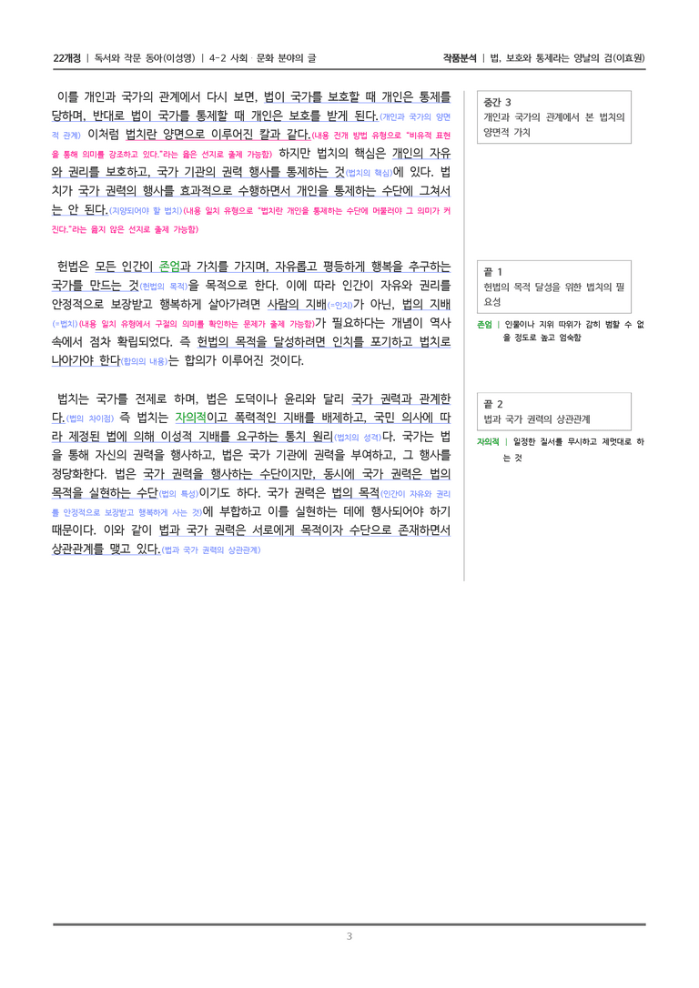 [22개정] 독서와 작문 동아(이) 4-2(1) 법, 보호와 통제라는 양날의 검_작품분석_preview_3