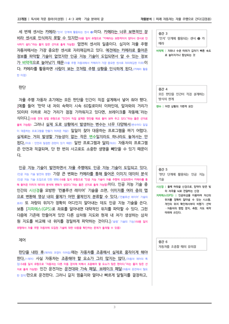 [22개정] 독서와 작문 동아(이) 4-3(2) 미래 자동차는 자율 주행으로 간다_작품분석_preview_3