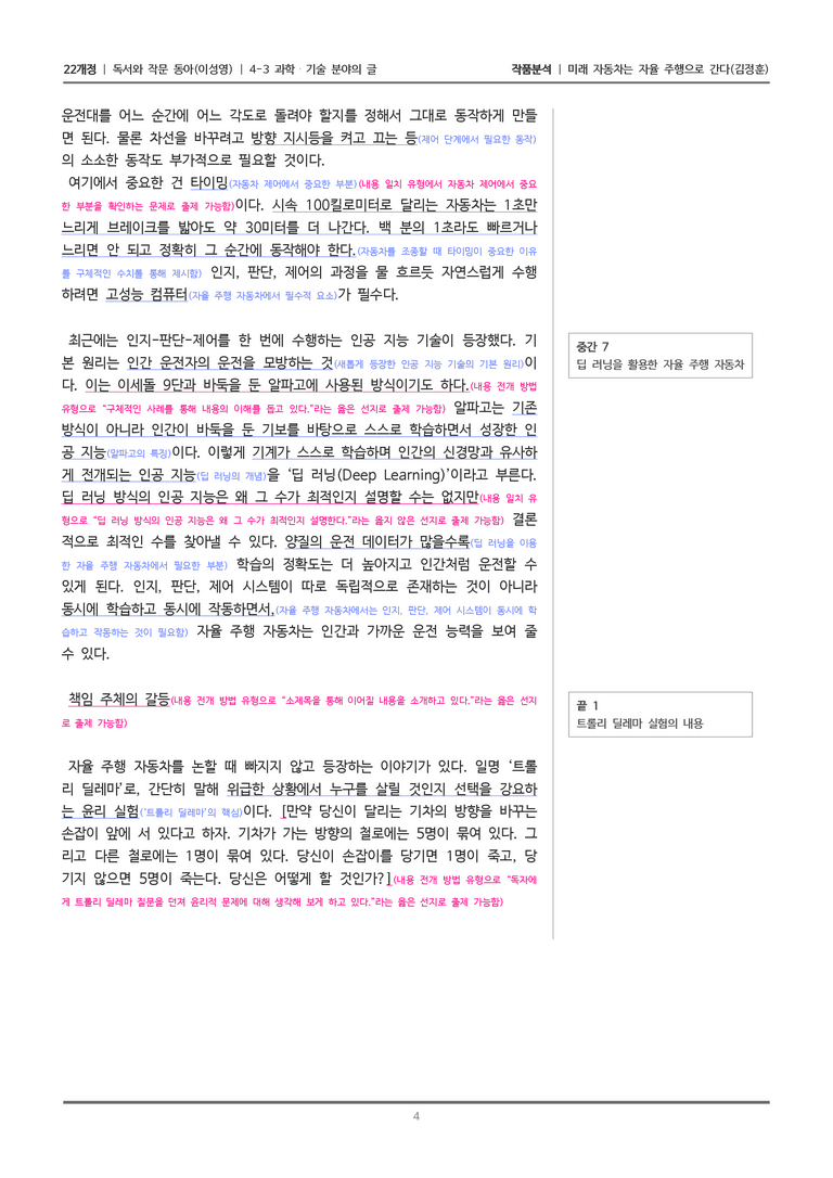[22개정] 독서와 작문 동아(이) 4-3(2) 미래 자동차는 자율 주행으로 간다_작품분석_preview_4