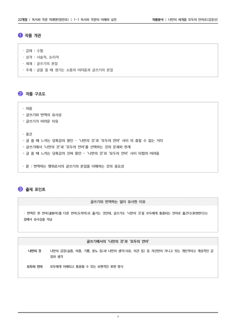 [22개정] 독서와 작문 미래엔(방) 1-1(2) 나만의 세계를 모두의 언어로_작품분석_preview_4