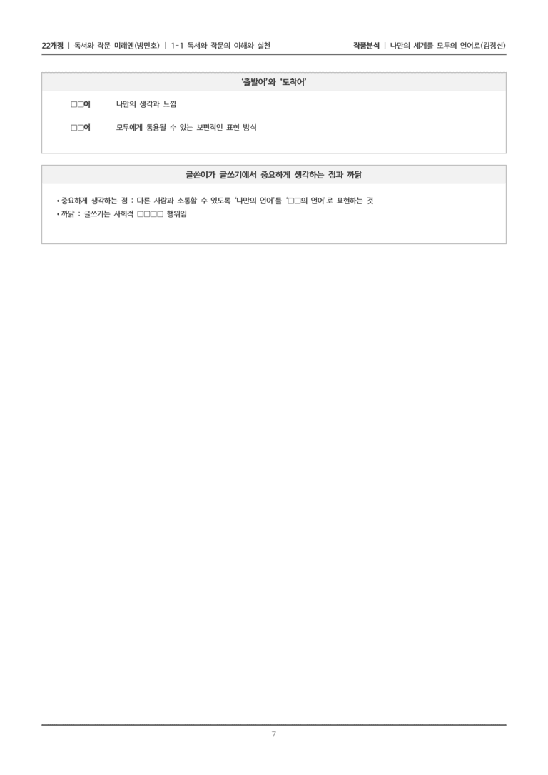 [22개정] 독서와 작문 미래엔(방) 1-1(2) 나만의 세계를 모두의 언어로_작품분석_preview_7
