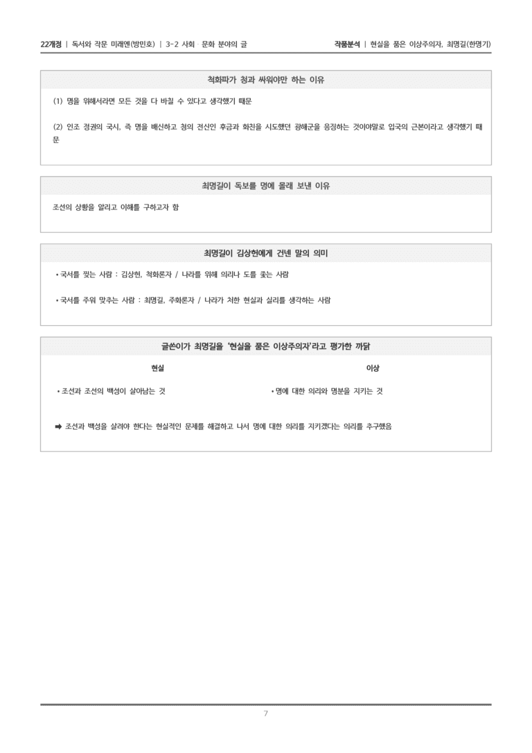 [22개정] 독서와 작문 미래엔(방) 3-2(2) 현실을 품은 이상주의자, 최명길_작품분석_preview_7