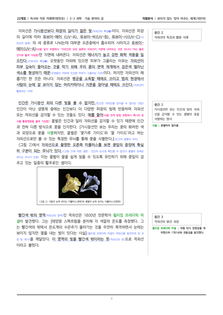 [22개정] 독서와 작문 미래엔(방) 3-3(1) 보이지 않는 빛이 비추는 세계_작품분석_preview_3