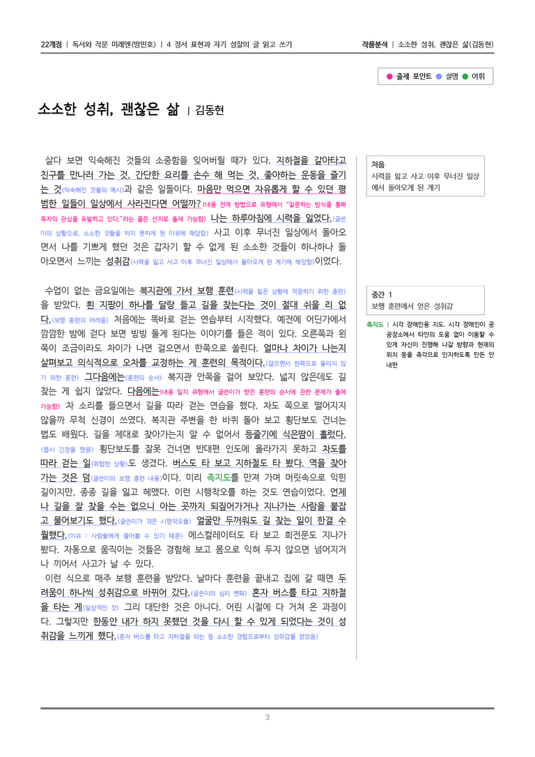 [22개정] 독서와 작문 미래엔(방) 4-3 소소한 성취, 괜찮은 삶_작품분석_preview_3