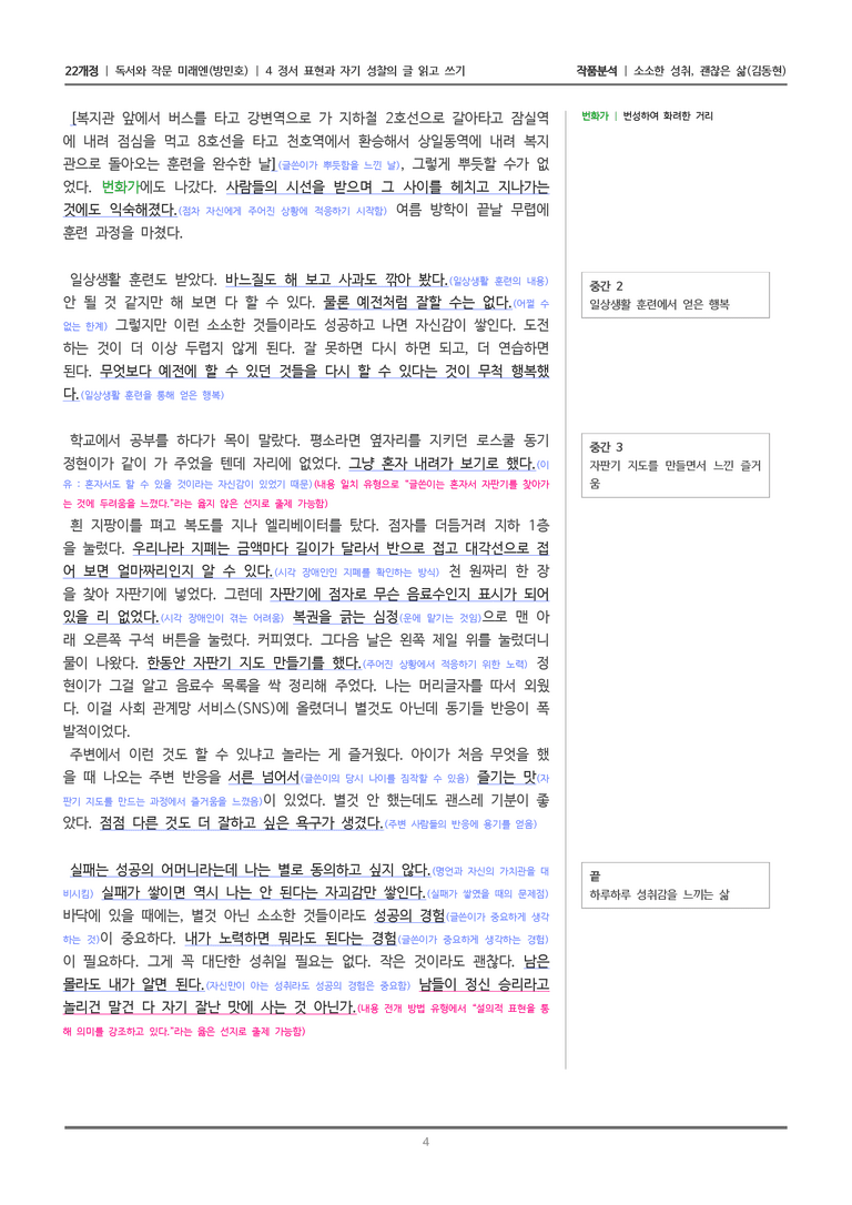 [22개정] 독서와 작문 미래엔(방) 4-3 소소한 성취, 괜찮은 삶_작품분석_preview_4