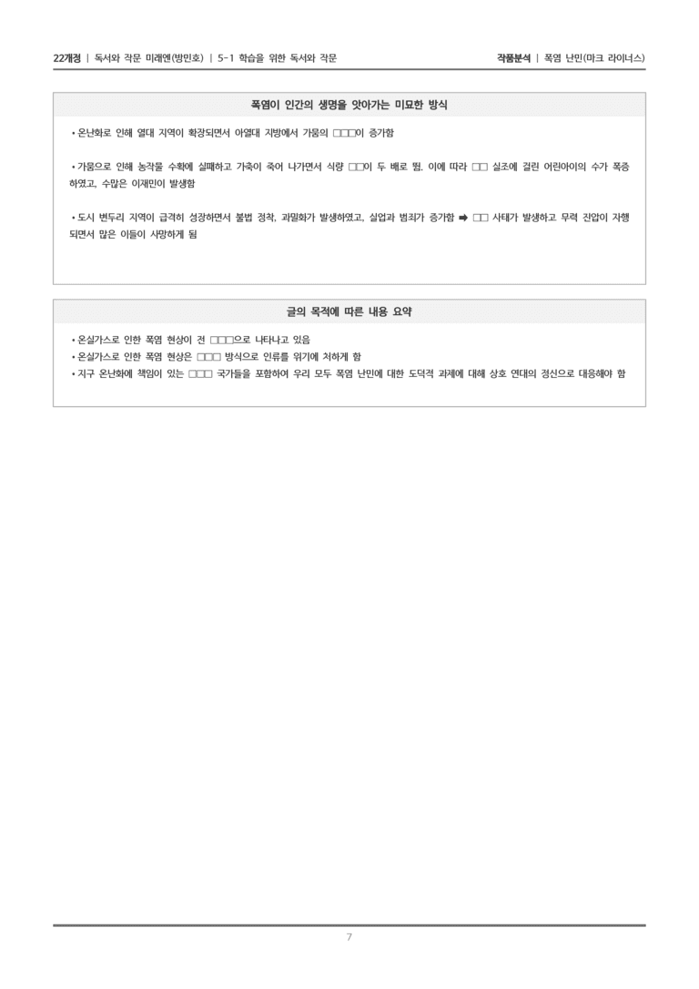 [22개정] 독서와 작문 미래엔(방) 5-1(3) 폭염 난민_작품분석_preview_7