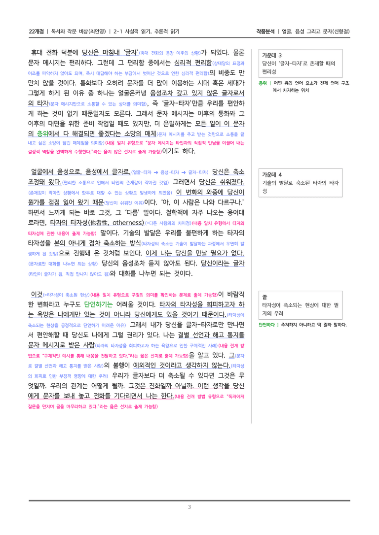 [22개정] 독서와 작문 비상(최) 2-1 얼굴, 음성 그리고 문자_작품분석_preview_3