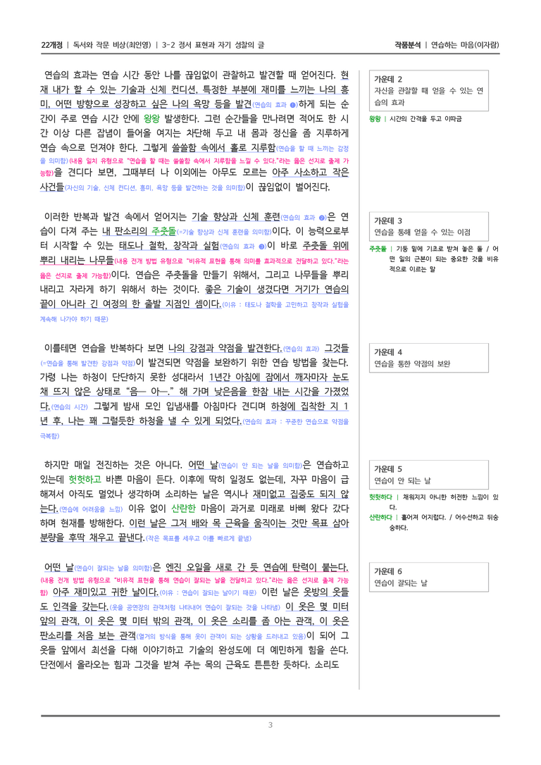 [22개정] 독서와 작문 비상(최) 3-2 연습하는 마음_작품분석_preview_3