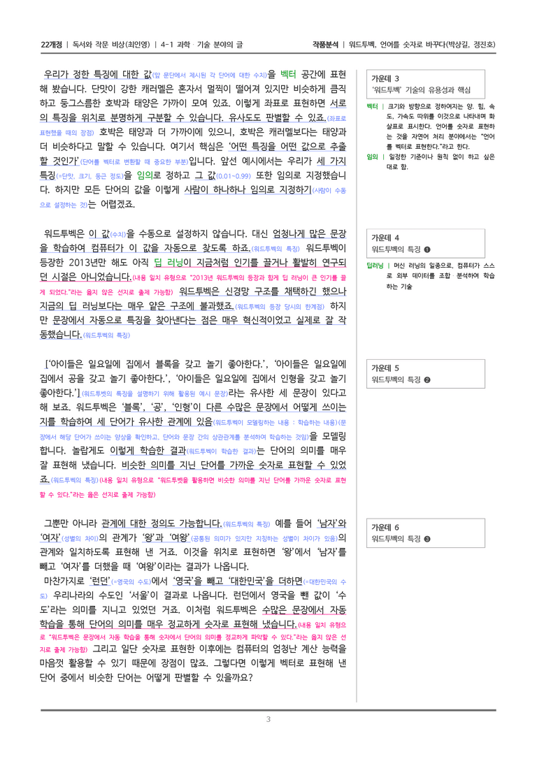 [22개정] 독서와 작문 비상(최) 4-1(2) 워드투벡, 언어를 숫자로 바꾸다_작품분석_preview_3