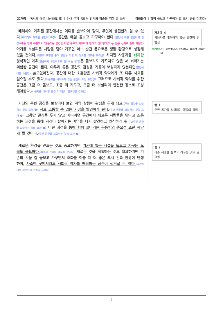 [22개정] 독서와 작문 비상(최) 6-2(2) 함께 돌보고 가꾸어야 할 도시 공간_작품분석_preview_3