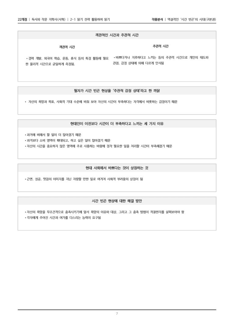 [22개정] 독서와 작문 지학사(서) 2-1 역설적인 '시간 빈곤'의 시대_작품분석_preview_7