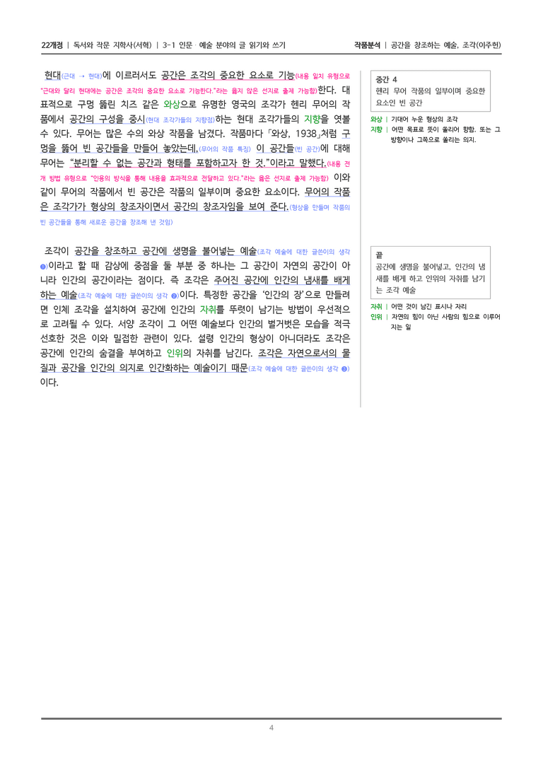 [22개정] 독서와 작문 지학사(서) 3-1(2) 공간을 창조하는 예술, 조각_작품분석_preview_4