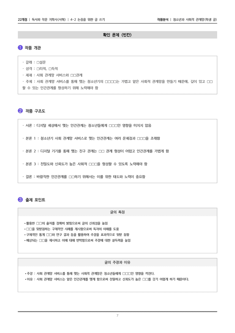 [22개정] 독서와 작문 지학사(서) 4-2 청소년과 사회적 관계망_작품분석_preview_7