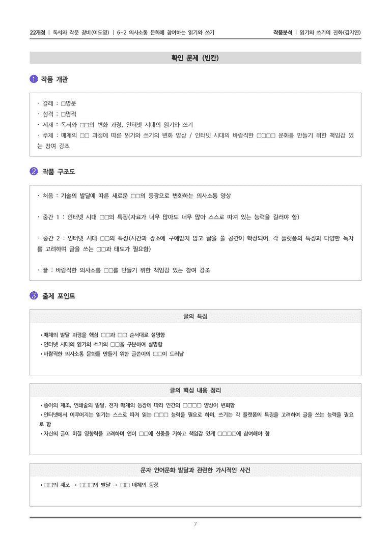 [22개정] 독서와 작문 창비(이) 6-2 읽기와 쓰기의 진화_작품분석_preview_7