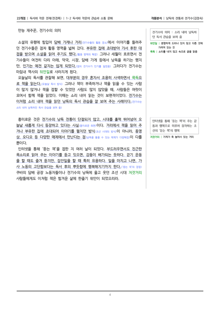 [22개정] 독서와 작문 천재(천) 1-2 낭독의 전통과 전기수_작품분석_preview_4