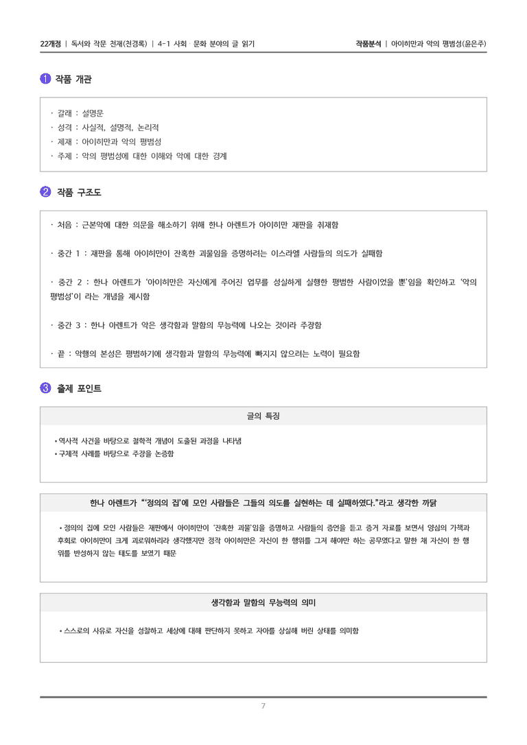 [22개정] 독서와 작문 천재(천) 4-1 아이히만과 악의 평범성_작품분석_preview_7
