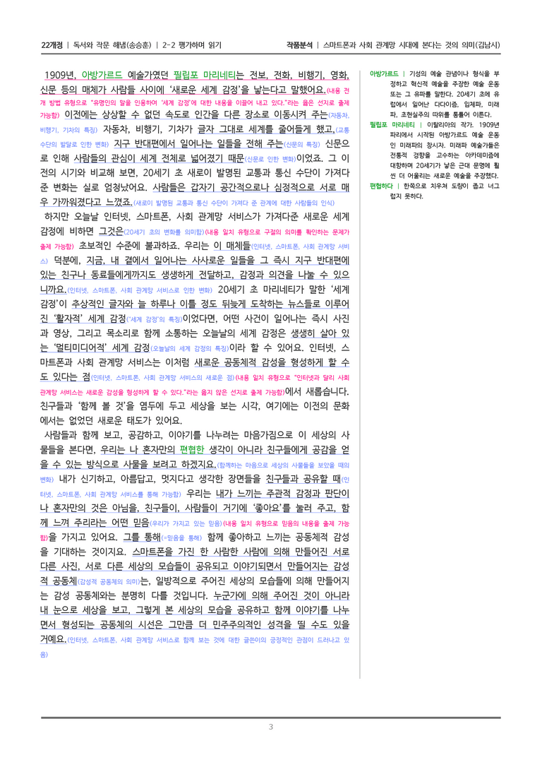 [22개정] 독서와 작문 해냄(송) 2-2 스마트폰과 사회 관계망 시대에 본다는 것의 의미_작품분석_preview_3