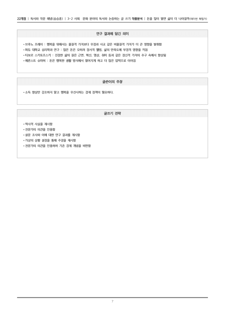 [22개정] 독서와 작문 해냄(송) 3-2(1) 돈을 많이 벌면 삶이 더 나아질까_작품분석_preview_7