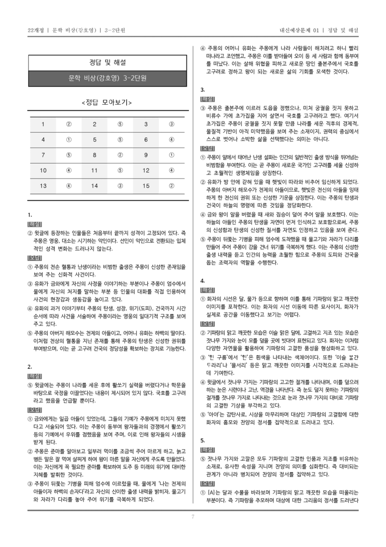 [22개정] 문학 비상(강) 3-2 상고 시대~고려 시대 문학_내신예상문제01_preview_7