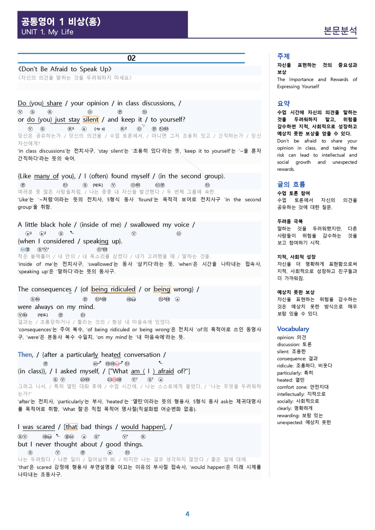 [1등급의 모든 핵심] 공통영어 1 비상(홍) 1과 분석노트_preview_4