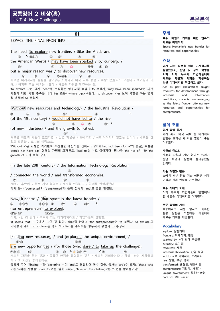 [1등급의 모든 핵심] 공통영어 2 비상(홍) 4과 워크북 10종_preview_1