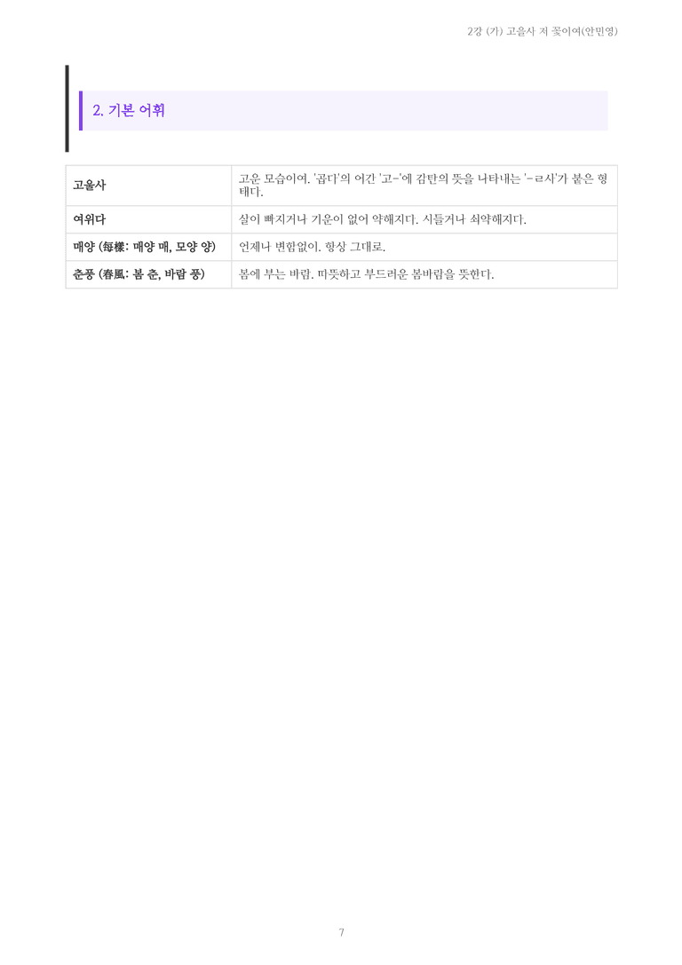[2027 수특 문학] 개념학습 02강 (가) 고을사 저 꽃이여(안민영) 내용 정리_preview_7