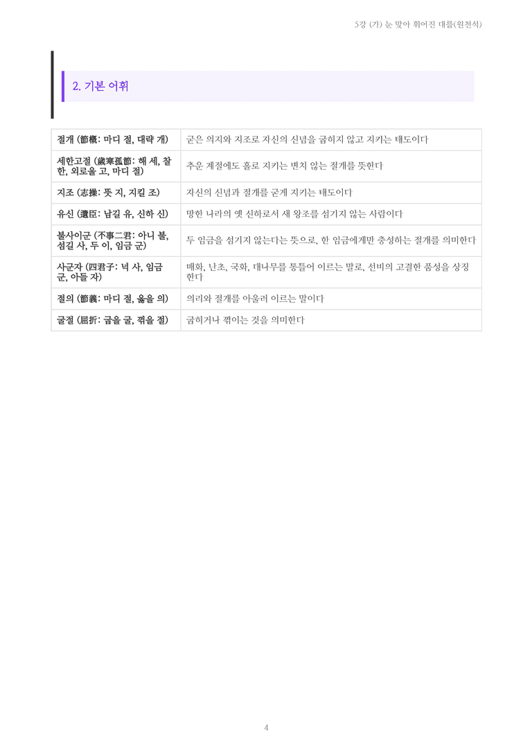[2027 수특 문학] 고전시가 05강 (가) 눈 맞아 휘어진 대를(원천석) 내용 정리_preview_4