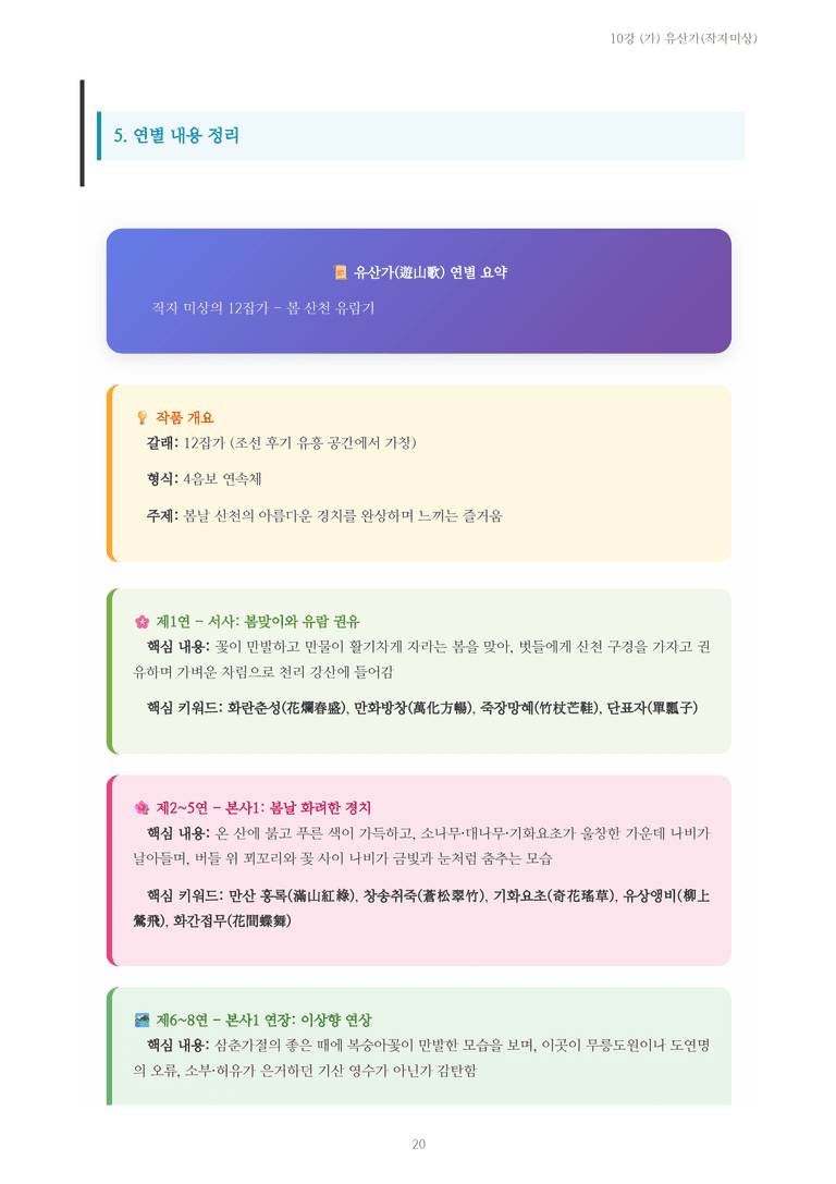 [2027 수특 문학] 고전시가 10강 (가) 유산가(작자미상) 내용 정리_preview_20