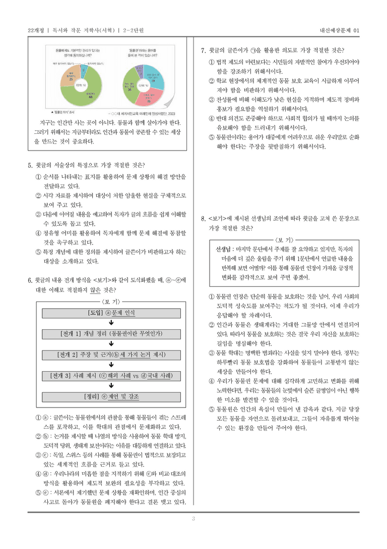 [22개정] 독서와 작문 지학사(서) 2-2 작문의 맥락을 고려하여 쓰기_내신예상문제01_preview_3