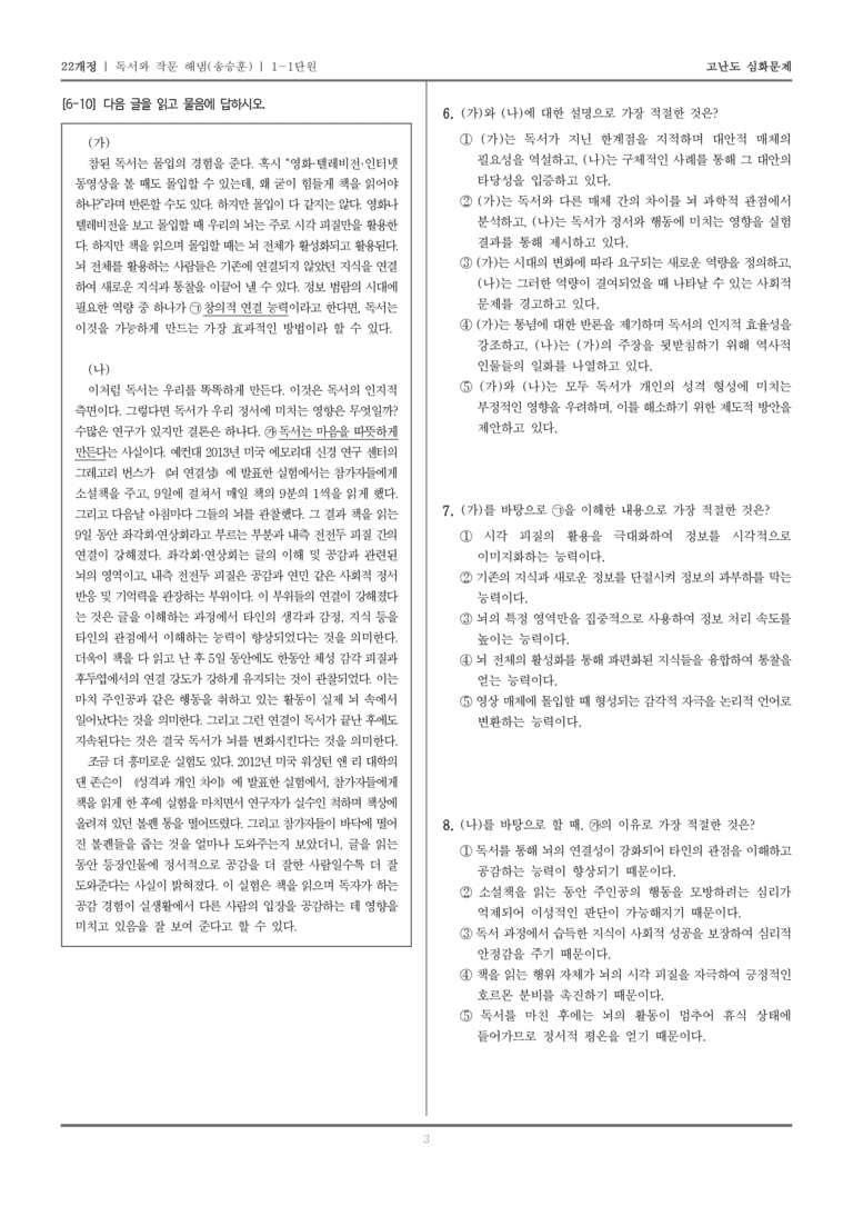 [22개정] 독서와 작문 해냄 1-1 독서와 작문의 특성과 태도_고난도 심화문제_preview_3