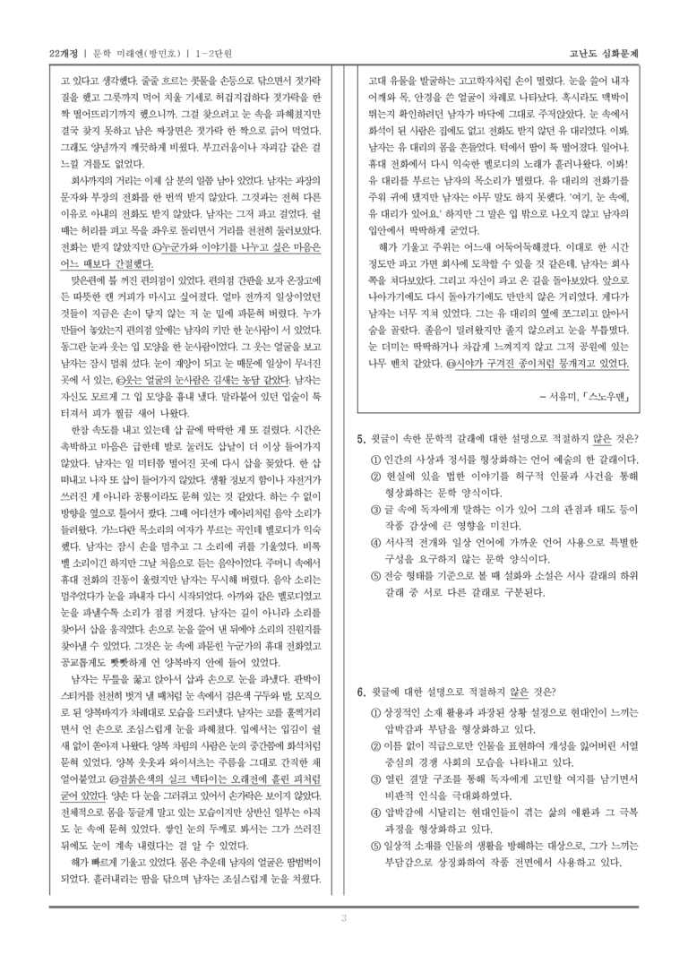 [22개정] 문학 미래엔(방) 1-2 문학의 갈래와 맥락_고난도 심화문제_preview_3