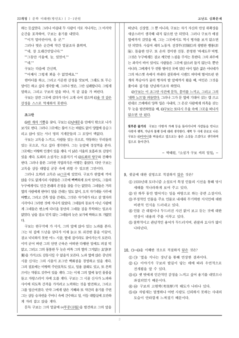 [22개정] 문학 미래엔(방) 2-1 문학의 내용과 형식_고난도 심화문제_preview_3