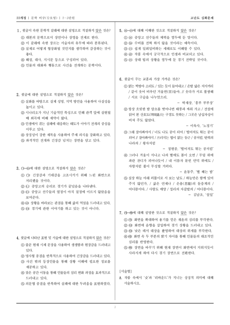 [22개정] 문학 비상(강) 2-3 극, 교술 갈래의 이해_고난도 심화문제_preview_3