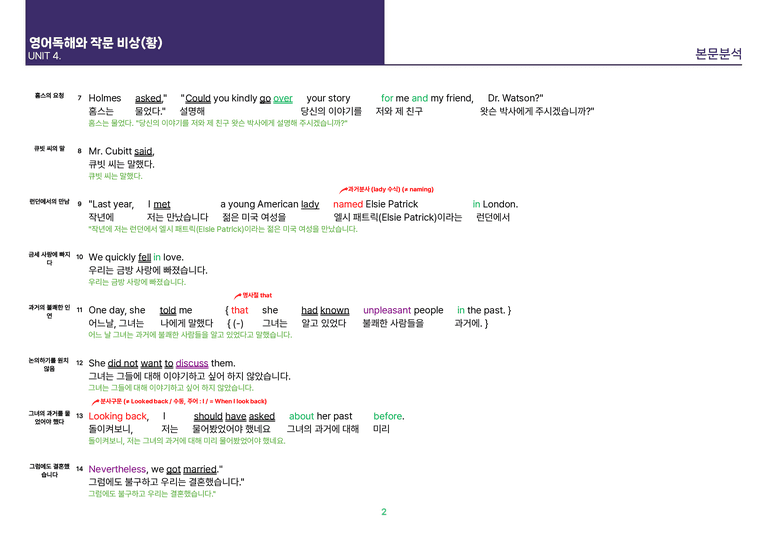 [빠르고 효율적인] 영어 독해와 작문 비상(황) 4과 상세분석_preview_2