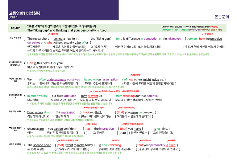 [빠르고 효율적인] 고등 영어 Ⅰ 비상(홍) 1과 상세분석_preview_5