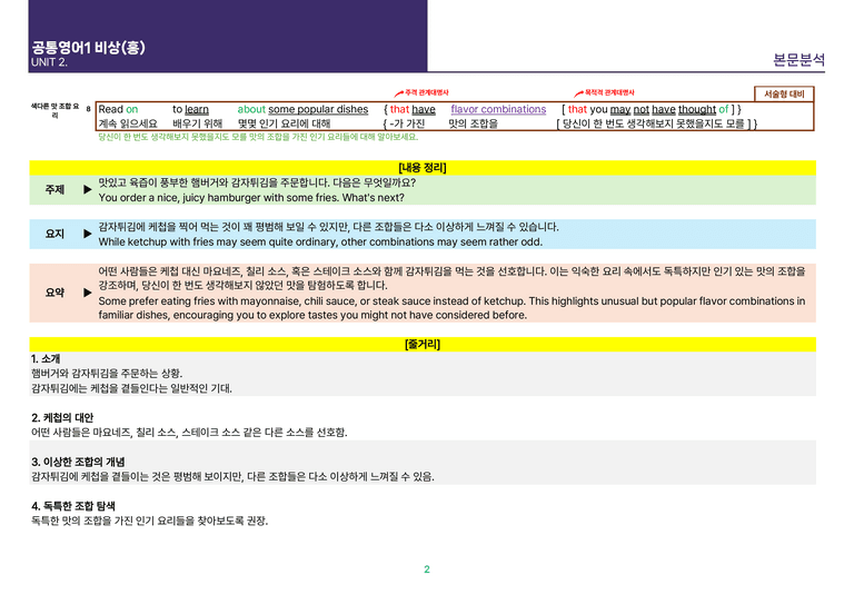 [빠르고 효율적인] 공통영어 1 비상(홍) 2과 상세분석 R1_preview_2