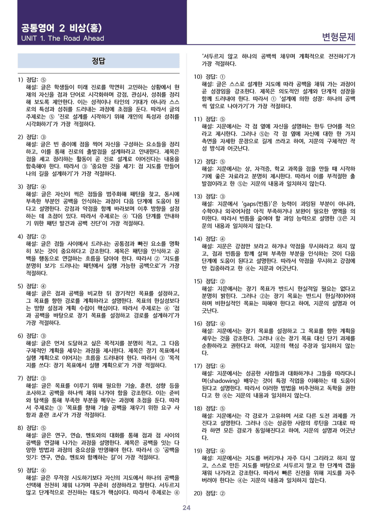 [연필잡고 핵심콕콕] 공통영어 2 비상(홍) 1과 변형문제_preview_24