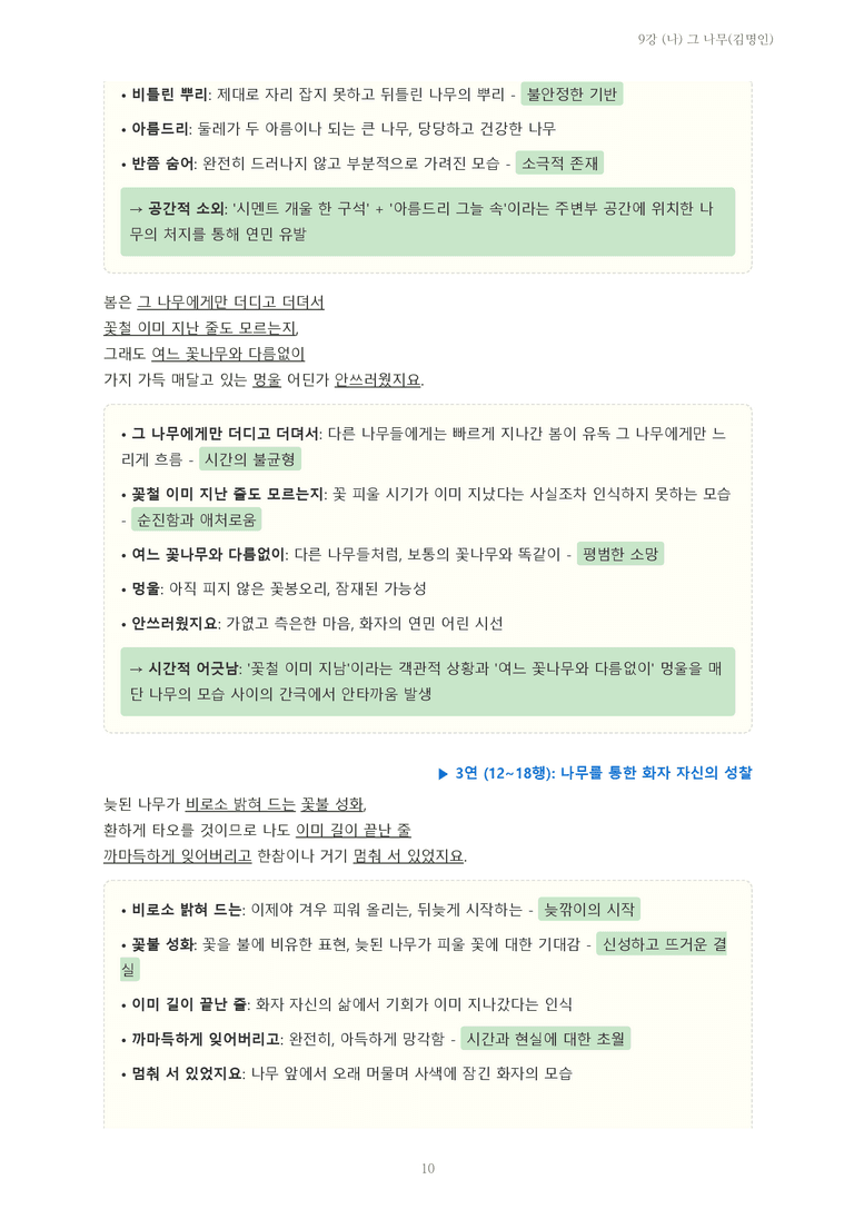 [2027 수특 문학] 현대시 09강 (나) 그 나무(김명인) 내용 정리_preview_10