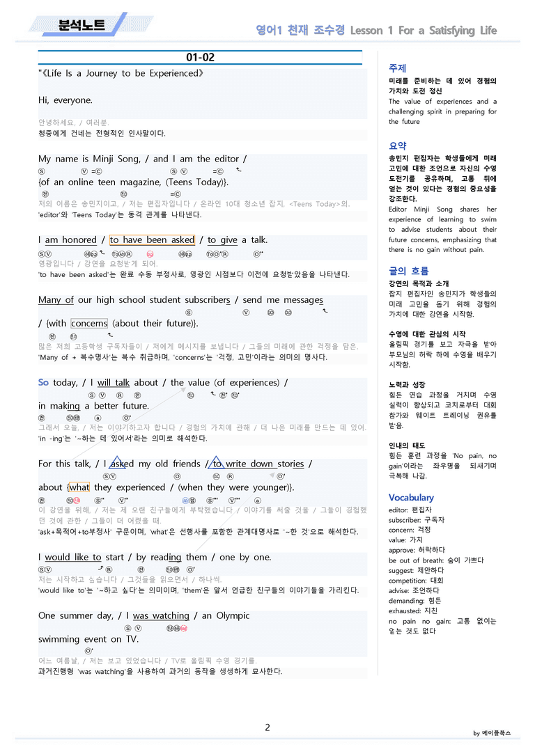 영어1 천재 조수경 분석노트 01 1강 1과 by 메이플북스 22년 개정_preview_2