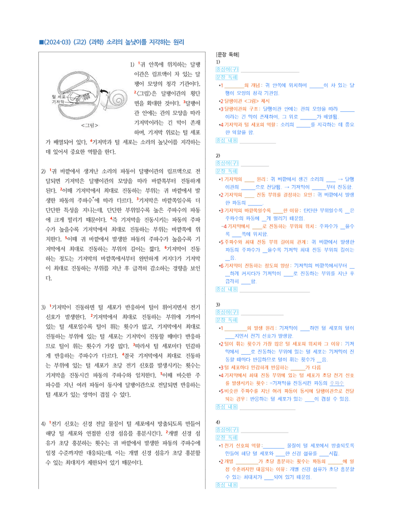 (24-03) (고2) (과학) 소리의 높낮이를 지각하는 원리 (지문 해설)_preview_1