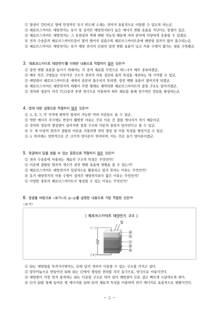 (24-06) (고2) (과학 기술) 페로브스카이트 태양전지의 특성과 구조 (8문제)_preview_2