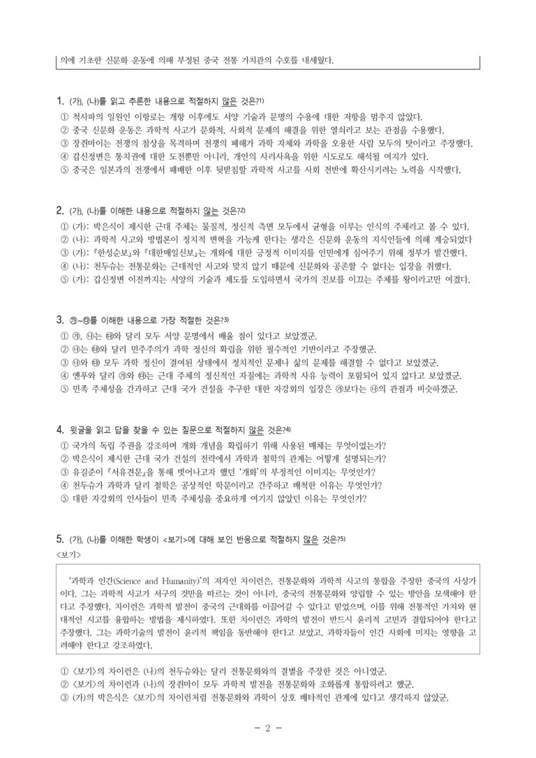 (25-11 수능) (고3) (주제 통합) (가) 개항 이후 개화 개념의 변화, (나) 중국의 서양 과학 및 기술 수용에 대한 다양한 관점 (10문제)_preview_2