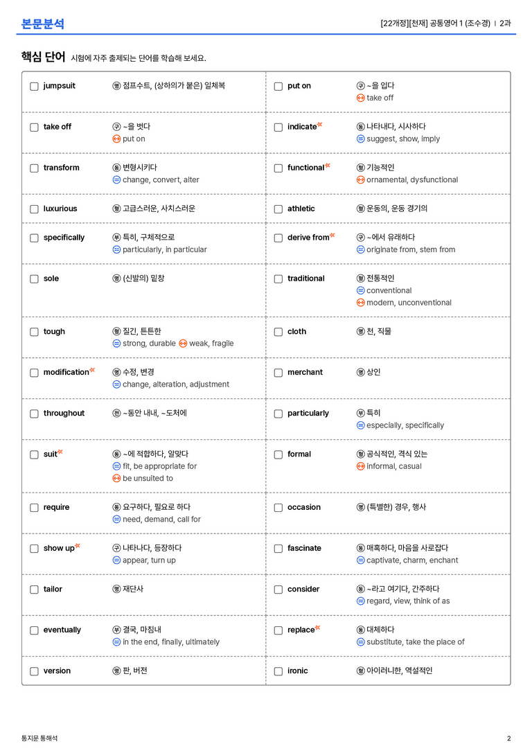  [천재] 공통영어 1 (조수경) 2과 본문분석_preview_2