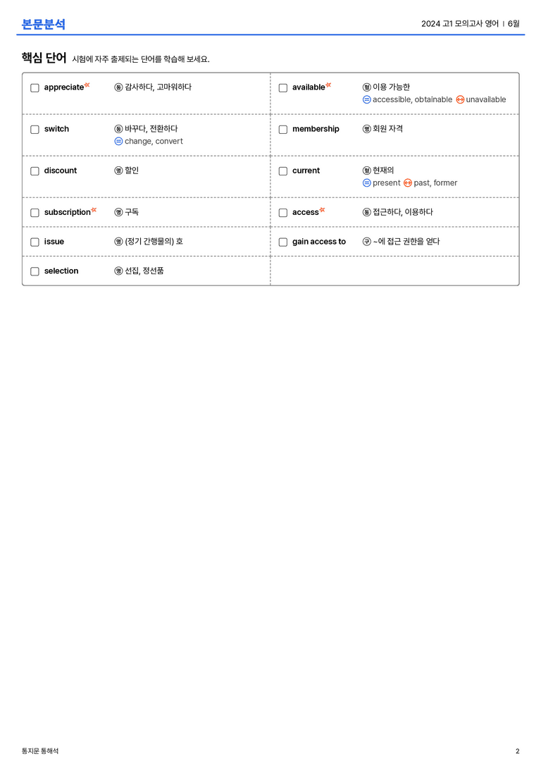  2024 고1 모의고사 영어 6월 본문분석_preview_2