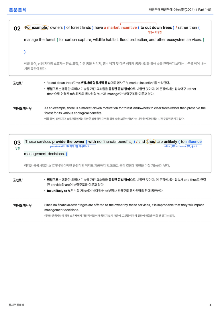  빠른독해 바른독해 수능실전(2024) Part 1-01 본문분석_preview_4